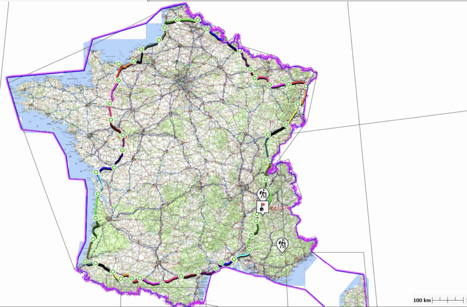 carte de France avec l'itinéraire